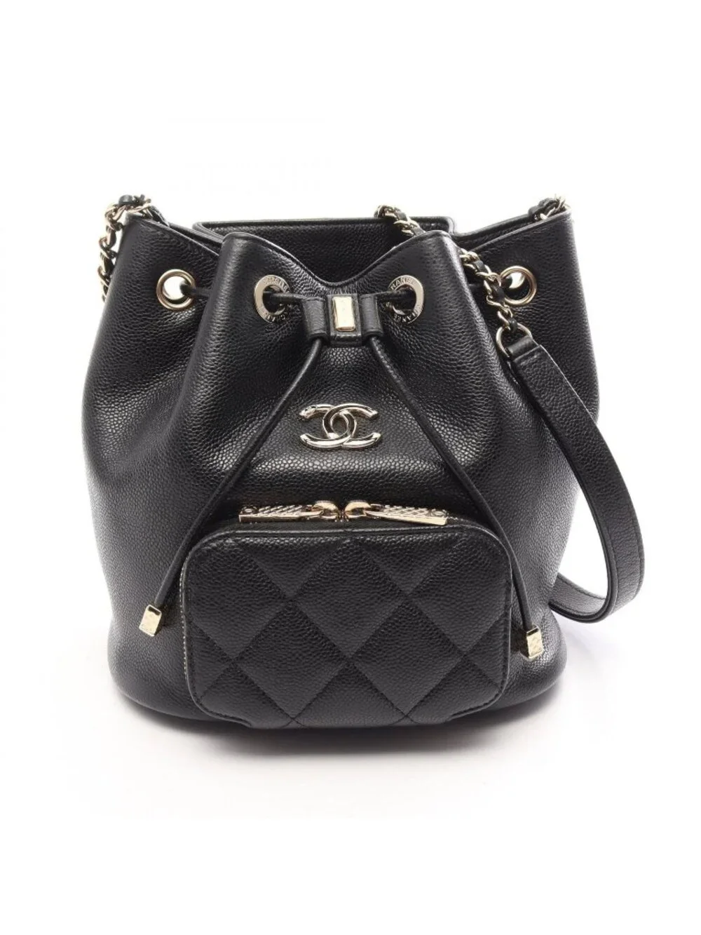 Chanel Shoulder Bag Quilted Black Caviar Leather